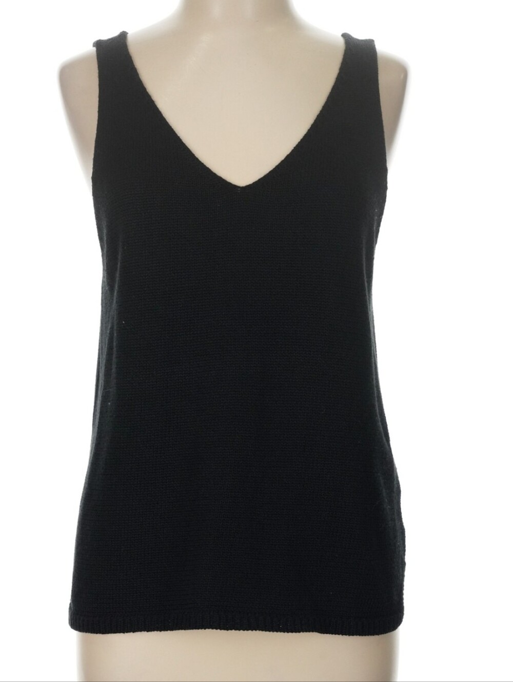MB Black V-Neck Knit Tank Top - Women Size Large